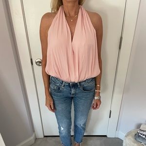 Free people backless pink bodysuit.